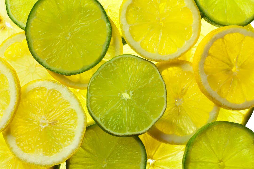 Nahaufnahme von geschnittenen Zitronen und Limetten