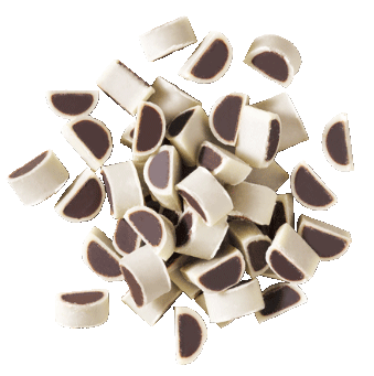HERZA Double Chips made from chocolate Doppel Chips aus Schokolade Double Chips mit dunklem Schokoladenkern und weißer Ummantelung